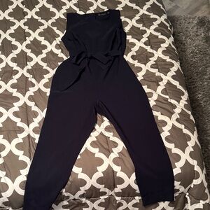 New York & Company Dark Blue Jumpsuit with Waist Tie